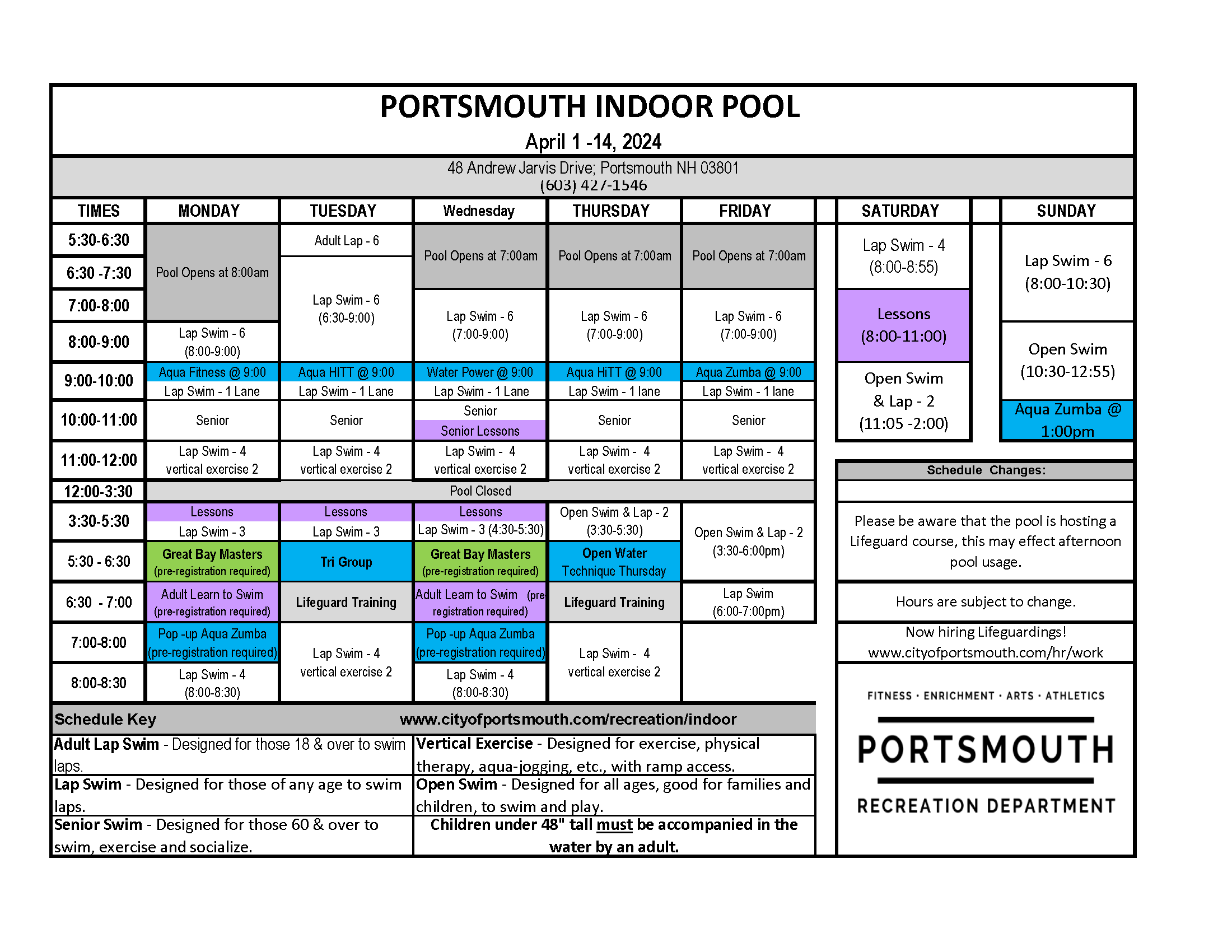 Ingersoll pool schedule 2025 2020